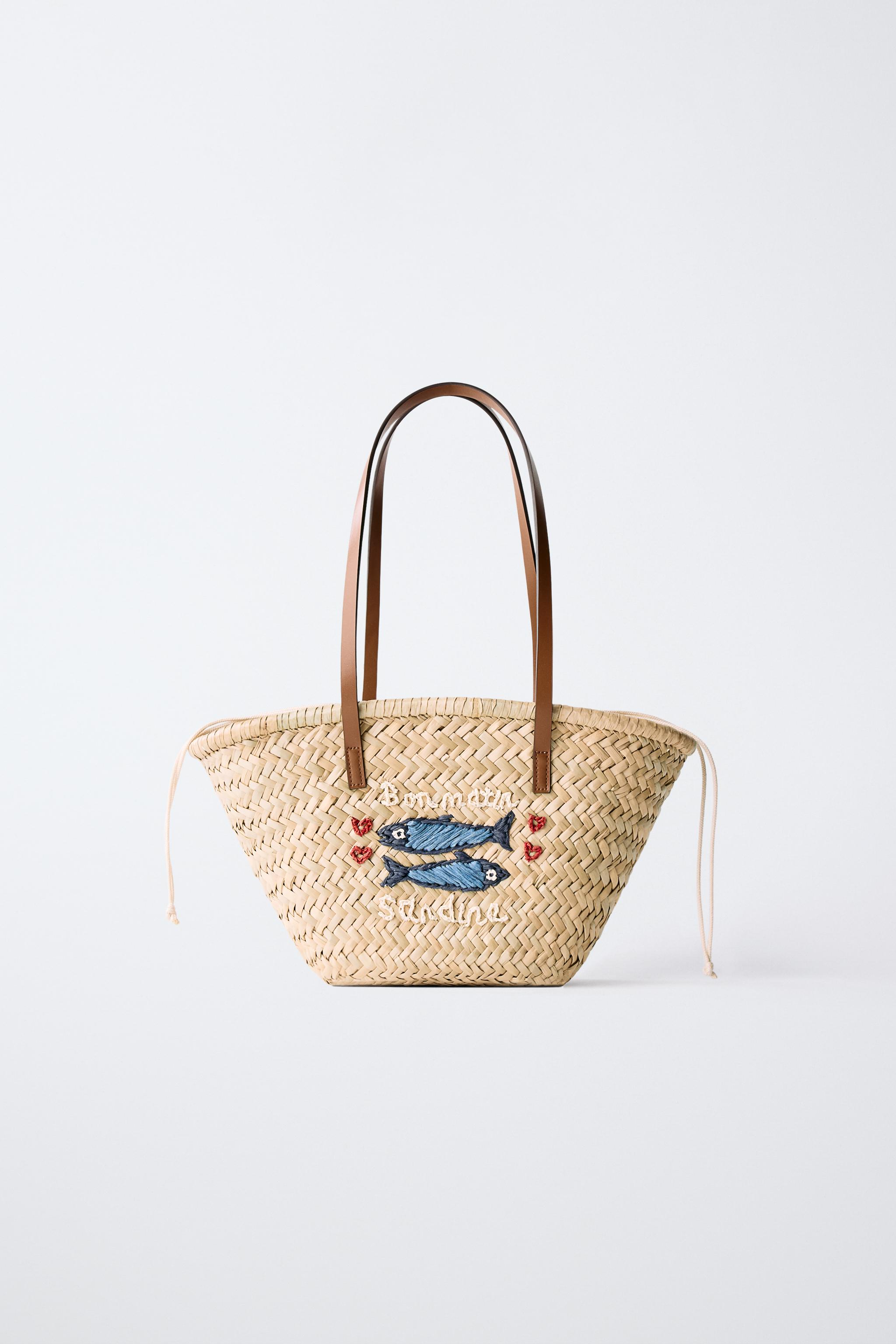 SAC SHOPPER EN RAFFIA POISSONS